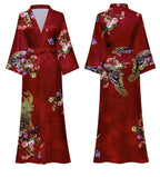 Women's Long Silk Satin Kimono Robe - Lightweight & Soft