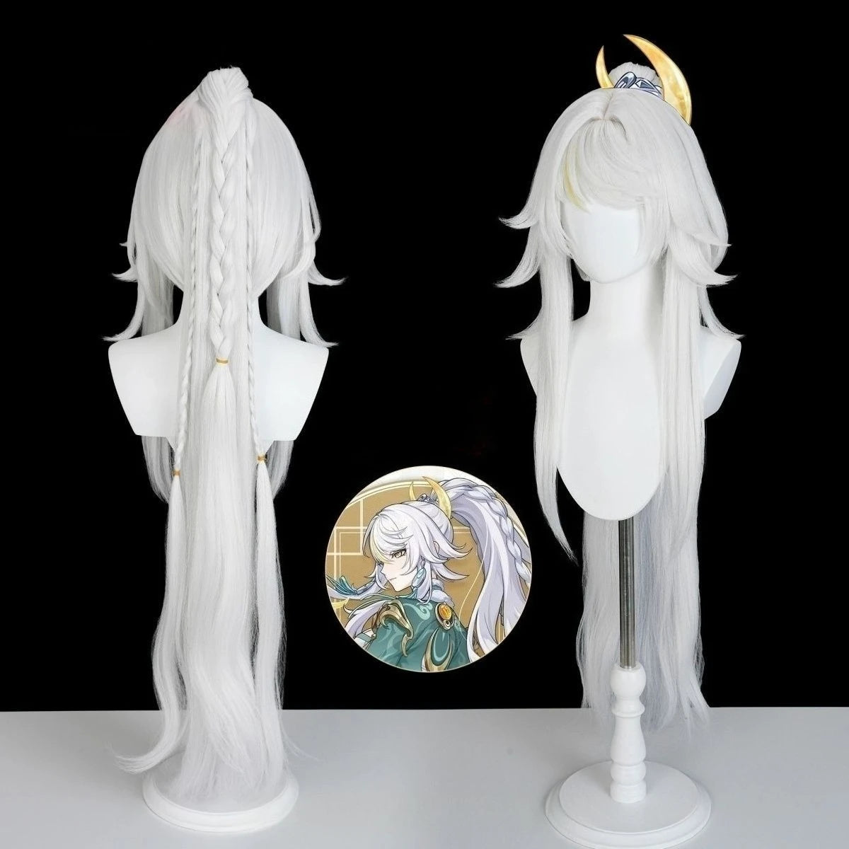 Genshin Impact Zibai Cosplay Costume Set: Exquisite Elegant White Qipao with Socks,Accessories Wig Party Comic Con Performance