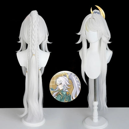 Genshin Impact Zibai Cosplay Costume Set: Exquisite Elegant White Qipao with Socks,Accessories Wig Party Comic Con Performance