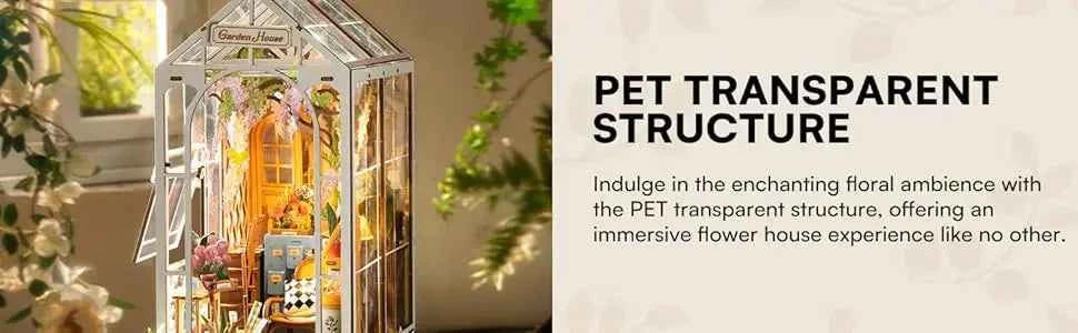 Robotime Garden Shed DIY Book Nook Kit with Furniture and LED Lamp 3D Puzzle Booknook Miniature House Model Kit for Adults