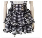 Original Japanese Mines Lolita Strap Skirts Women High Waist and Thin Frilly Pleated Skirt College Style Liz Girl Plaid Skirt
