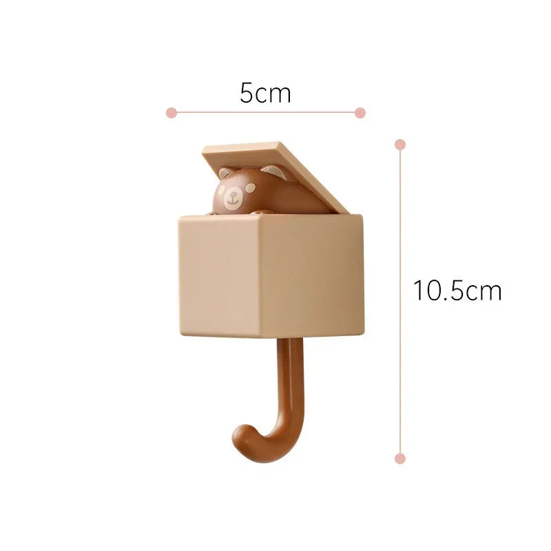 Self-Adhesive Cat Wall Hooks, Cute Animal Decorative Hanger