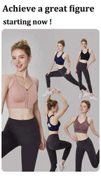 CZGUKE Women's zipper sports bra vest plus size shock resistant bra women's yoga running fitness bra women's underwear