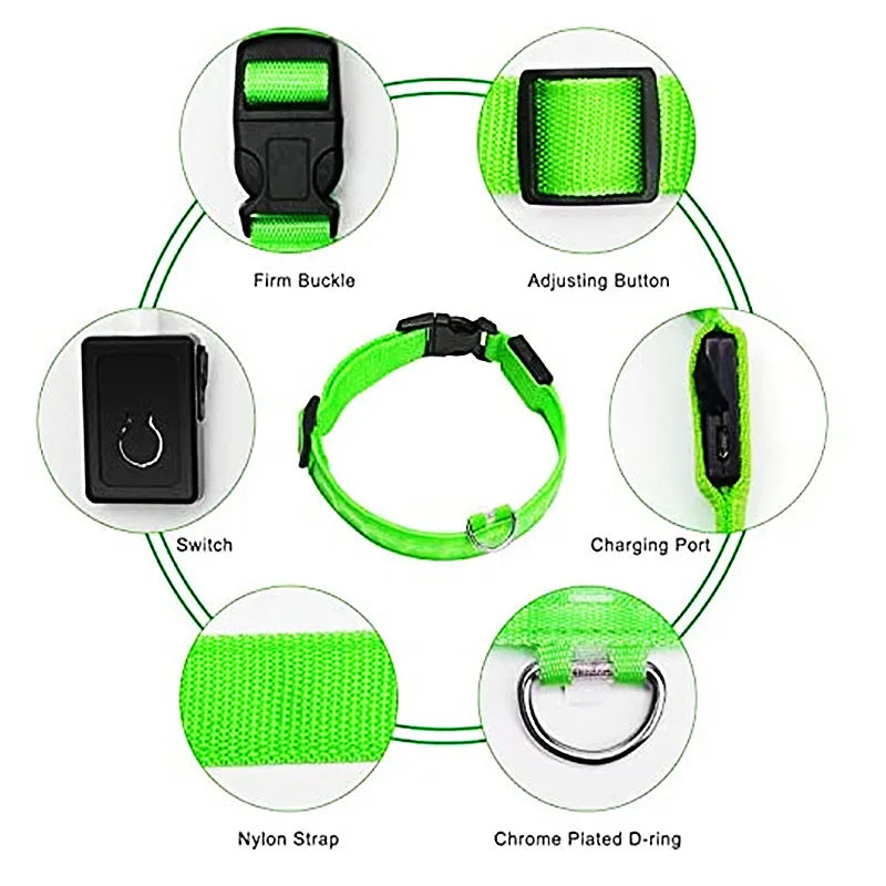Usb Charging Glowing Dog Collar With Pendant Detachable Luxury Led Light Bright For Small Dogs Cat Night Safety Collar Wholesale SS69