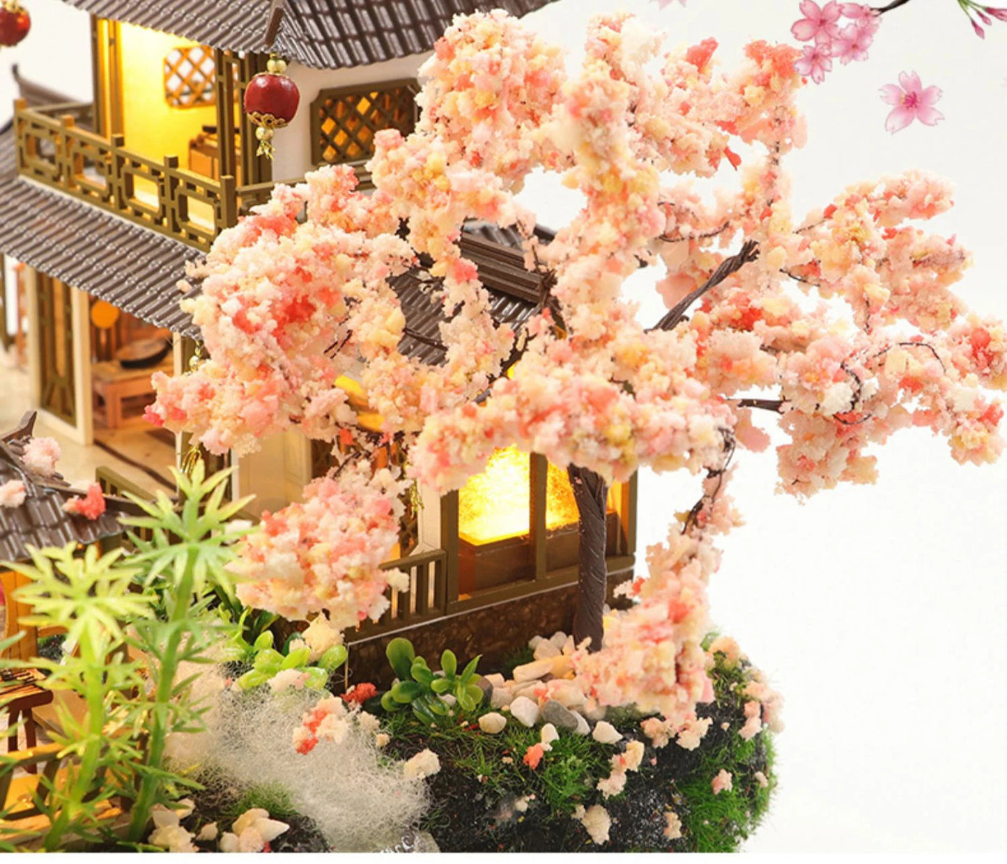 DIY Wooden Chinese Ancient Casa Miniature Building Kits Bookend With Lights Assembled Bookshelf Home Decoration Friends Gifts SS69