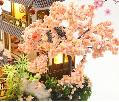 DIY Wooden Chinese Ancient Casa Miniature Building Kits Bookend With Lights Assembled Bookshelf Home Decoration Friends Gifts SS69