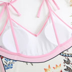 2023 New Arrival Push Up Women Bikini Set Floral Printed Ruffle Bikinis Strappy Bandage Swimwear Brazilian Biquini Bathing Suit SS69