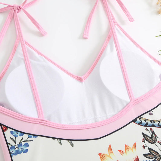 2023 New Arrival Push Up Women Bikini Set Floral Printed Ruffle Bikinis Strappy Bandage Swimwear Brazilian Biquini Bathing Suit SS69