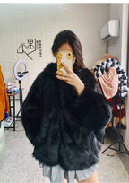Nerazzurri Women's Faux Fur Coat with Hood - Warm & Fluffy