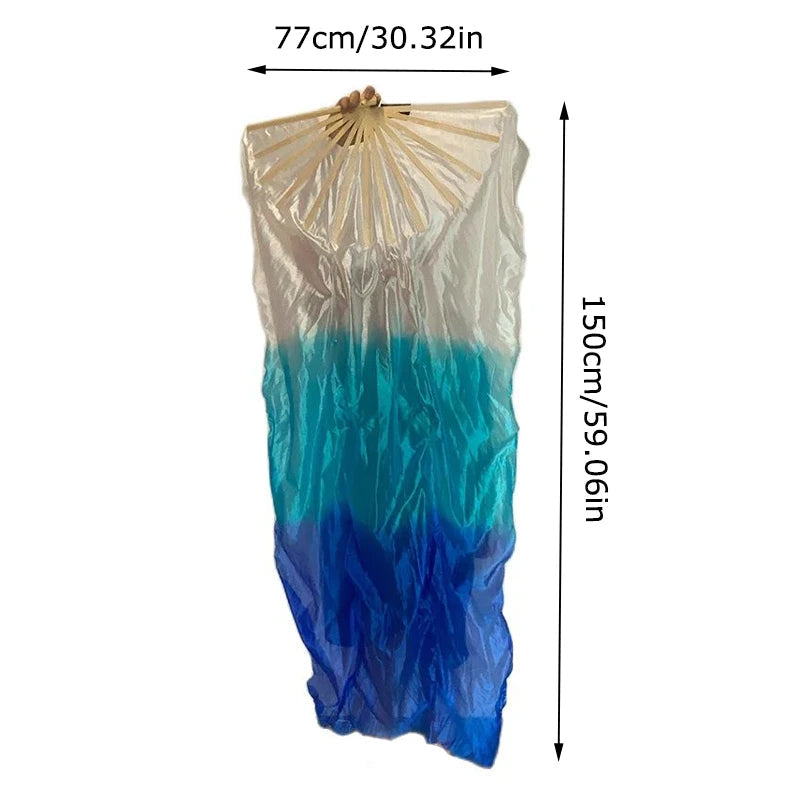 150cm Long Silk Veil Fan With LED Light Bamboo Silk Fan Practice and Stage Performance Dance Costumes Belly Dance Accessories SS69