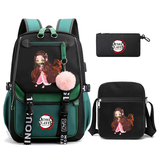 3Pcs Kamado Nezuko Demon Slayer Backpacks Set for Girls Anime School Bag Teenager Student Canvas Laptop Back Pack Women Rucksack SS69 51.69 4990742
