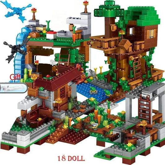 2024 NEW Compatible My World Minecraftinglys Building Village City Tree House Waterfall Warhorse Bricks Toys For Children Gifts SS69 49.69 No Box 7
