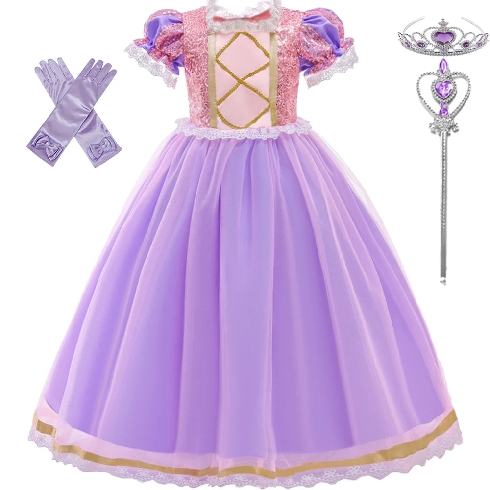FSMKTZ Girls Rapunzel Princess Puff Sleeve Ball Gown