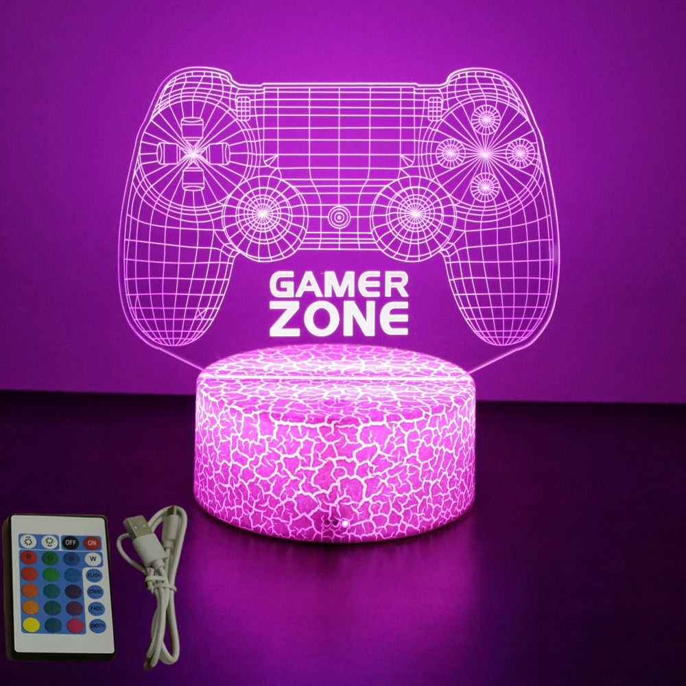 NEON GAMER 3D Lamp LED Night Light Gaming Setup RGB Children's Lamps Gamer Room Decoration Bedroom Table Lamp Personalized Gifts SS69 12.69 Cr16-Gaming 06