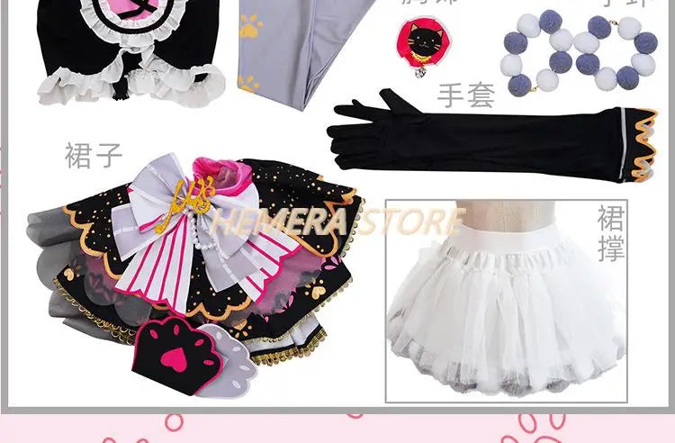 In Stock Anime LoveLive Cat Twin Tail Arcade Game 9 Characters Cosplay Costume Tojo Nozomi Nico Honoka Umi Rin Maki Eli Full Set - SS69
