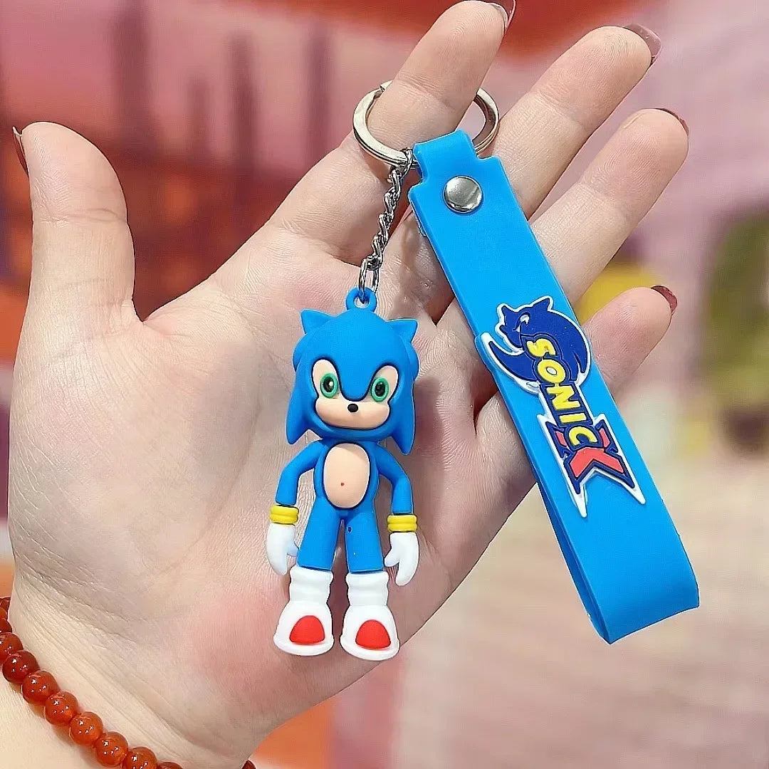 Sonic The Hedgehog Keychain Cartoon Anime Backpack Pendant Car Keyring Kawaii Key Chain Decor Accessories Toy Kids Birthday Gift SS69