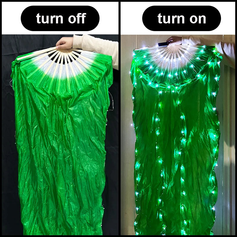 150cm Long Silk Veil Fan With LED Light Bamboo Silk Fan Practice and Stage Performance Dance Costumes Belly Dance Accessories SS69 31.69 color 4 / 1pc right hand