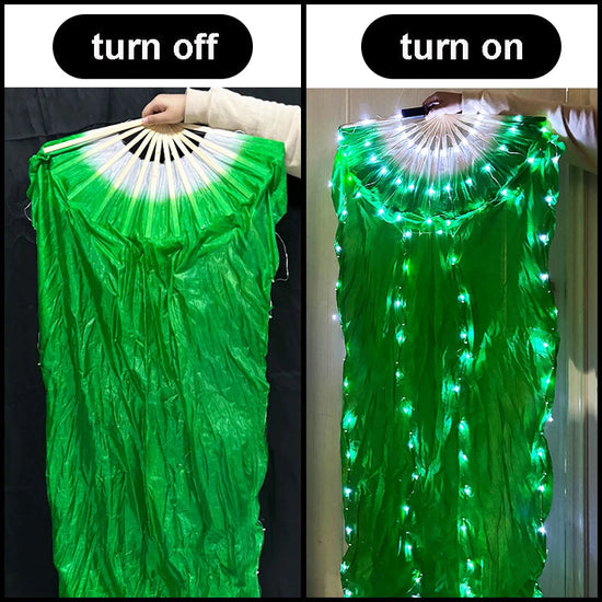 150cm Long Silk Veil Fan With LED Light Bamboo Silk Fan Practice and Stage Performance Dance Costumes Belly Dance Accessories SS69 31.69 color 4 / 1pc right hand
