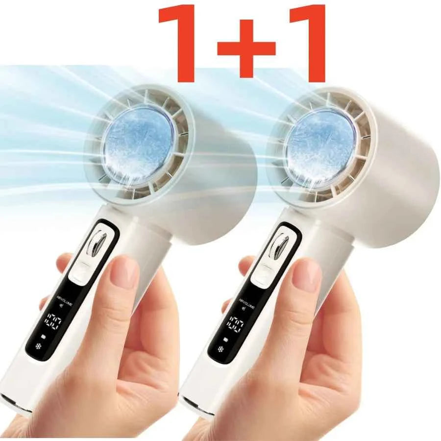 Outdoor Portable Mini Fan Handheld Fan with LED Display Semiconductor Refrigeration 100 Wind Speeds USB Rechargeable Battery Fan
