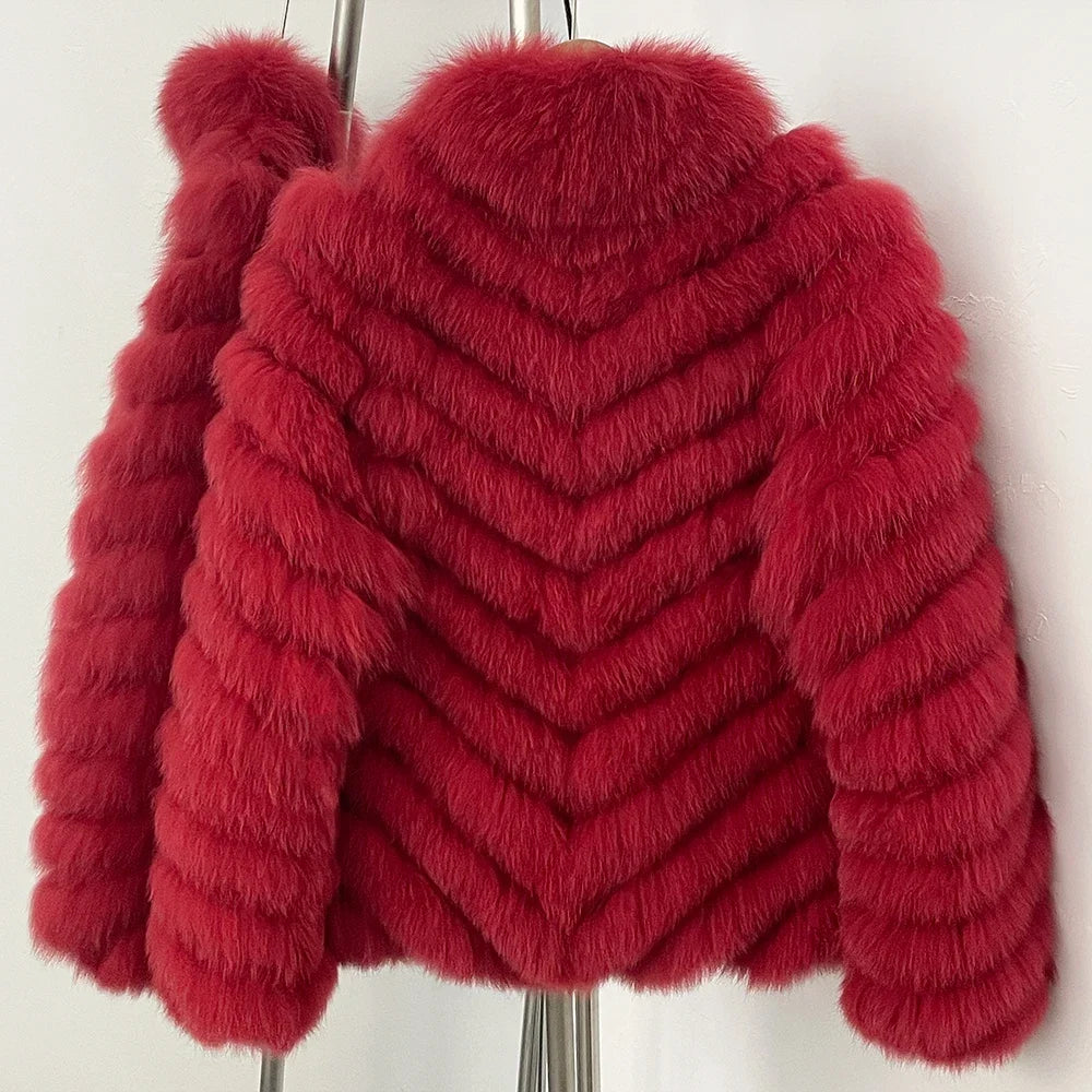 OFTBUY Women's Real Fox Fur Coat - Thick Warm Winter Jacket