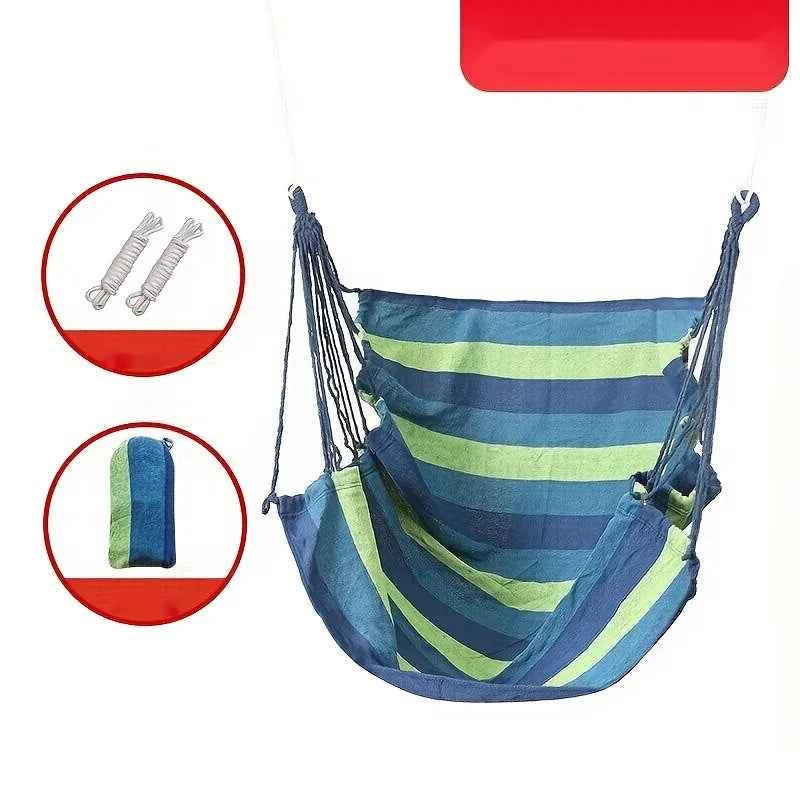Outdoor Thickened Canvas Hammock/hammock accessories，Camping Outdoor Swing Net Hed Anti Rollover Striped Hanging Chair Hammock