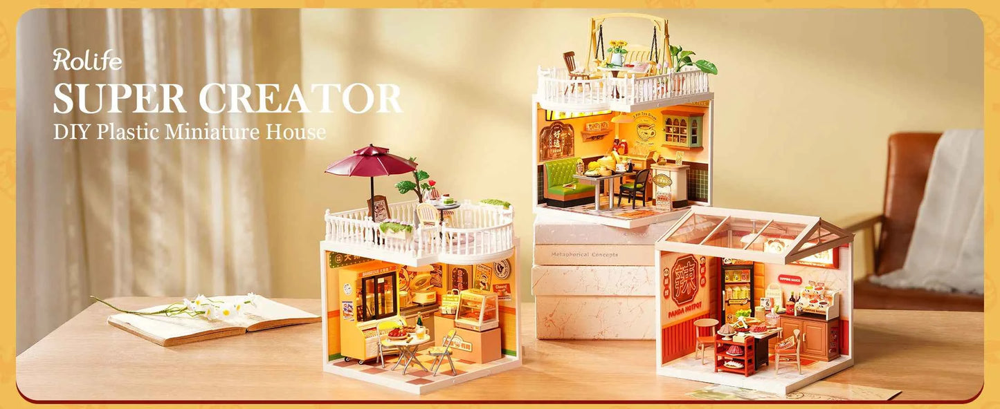 Rolife Night Out Food Stall DIY Modern Miniature House Themed Restaurant Assembly Model Kit For Model Enthusiasts Kids Adults