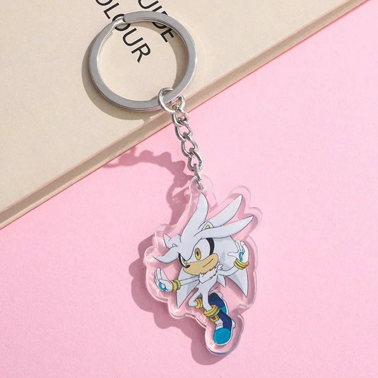 6pcs Sonic The Hedgehog Cosplay Acrylic Keychain Cartoon Anime Cute Backpack Pendant Decoration Kawaii Car Keyring Kids Toy Gift SS69