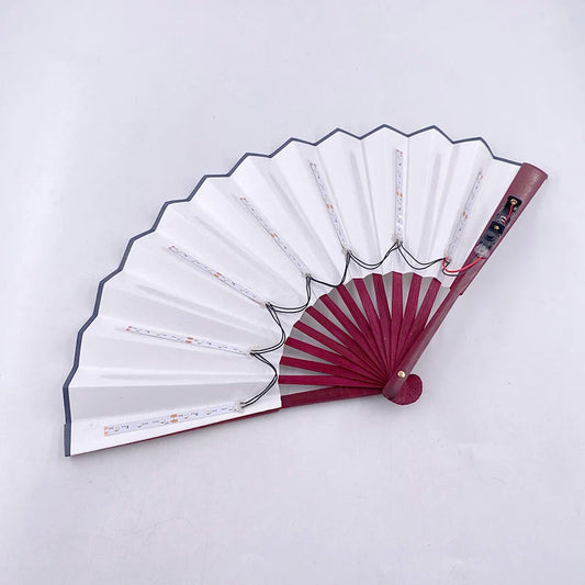 Beautiful Costumes Accessory Props Hand Fans 7 Colors For Choice Men Women Cool Decorative Glow Fan Light Up Disco Dance Night SS69
