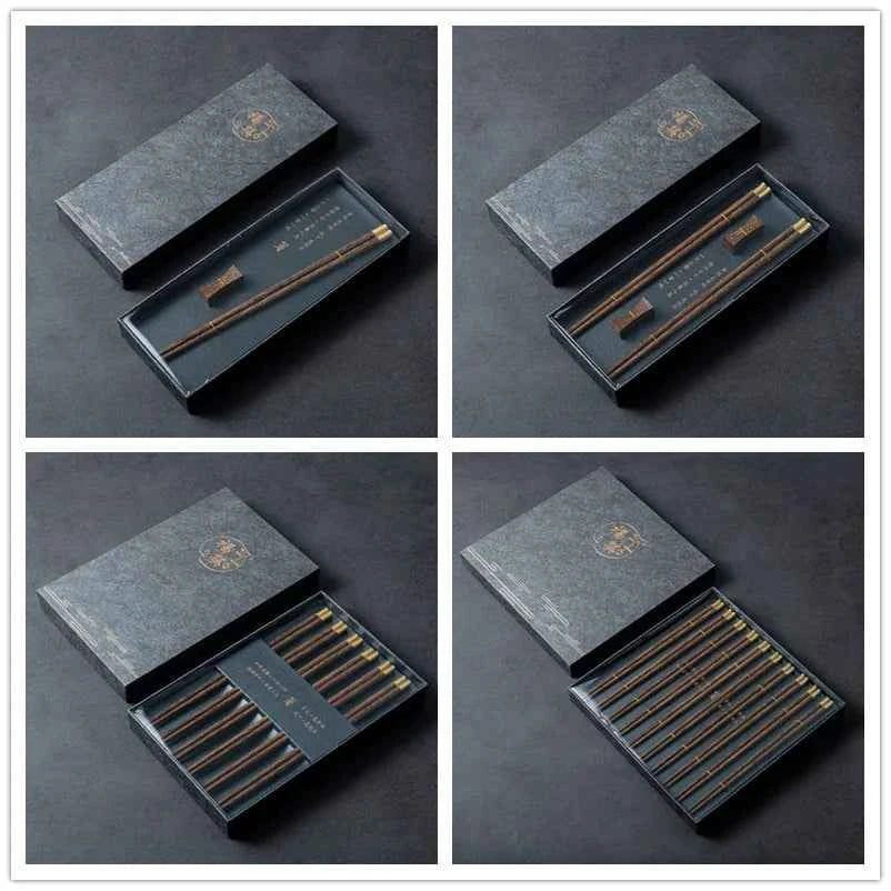 High Quality Premium Natural Red SandalWood Chopsticks Gift Box Packaging Household Cutlery Tableware Set Chinese Chopsticks