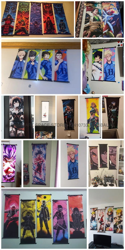 ONE PIECE Hanging Painting Japanese Anime Home Decor Wall Art Luffy Scrolls Pictures Passion Straw Hat Pirates Warm Blood Comics SS69