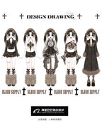 Blood Supply Original Dark Steampunk Asymmetric PU Autumn Maillard Chest Strap Trail Dress Brown Light Lolita Suspender Dress