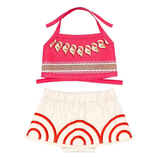 Disney New Moana Dress Costumes Kids Girl Cosplay Toddler Movie Ocean Adventure Infant Frock Halloween Party With Chick Clothes