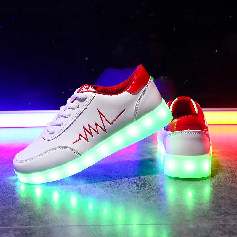 Comemore 2022 Adult Unisex Womens Mens Kid Luminous Sneakers Glowing USB Charge Boys LED Colorful Light-up Shoes Girls Footwear SS69