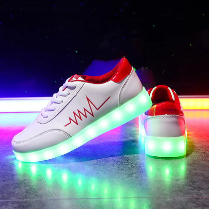 Comemore 2022 Adult Unisex Womens Mens Kid Luminous Sneakers Glowing USB Charge Boys LED Colorful Light-up Shoes Girls Footwear SS69