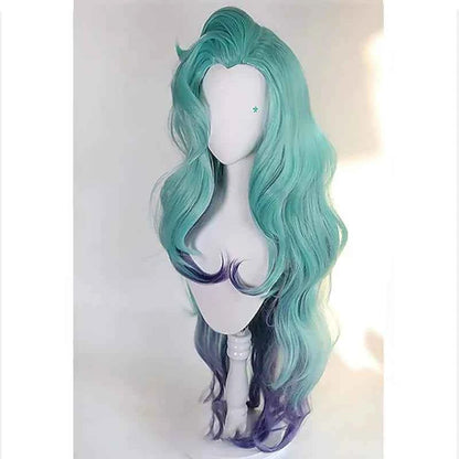 HAIRJOY LoL Seraphine Cosplay Wig KDA Cosplays Curly Pink Purple Green Wigs Heat Resistant Synthetic Hair