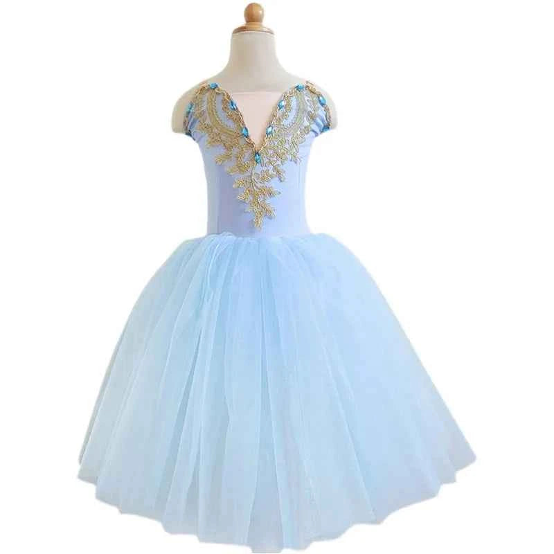 Girls Ballet Tutu Dress Gymnastics Leotard White Long Ballet Dresses Girls Princess Ballerina Dance Costume Birthday Party Dress