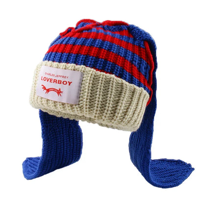 Long fox Ears Knitted Hat Men Women Rabbit Ear Warm Crochet Beanies Kpop Hip Hop Hat Winter Skullies Cap Y2k Christmas Gifty