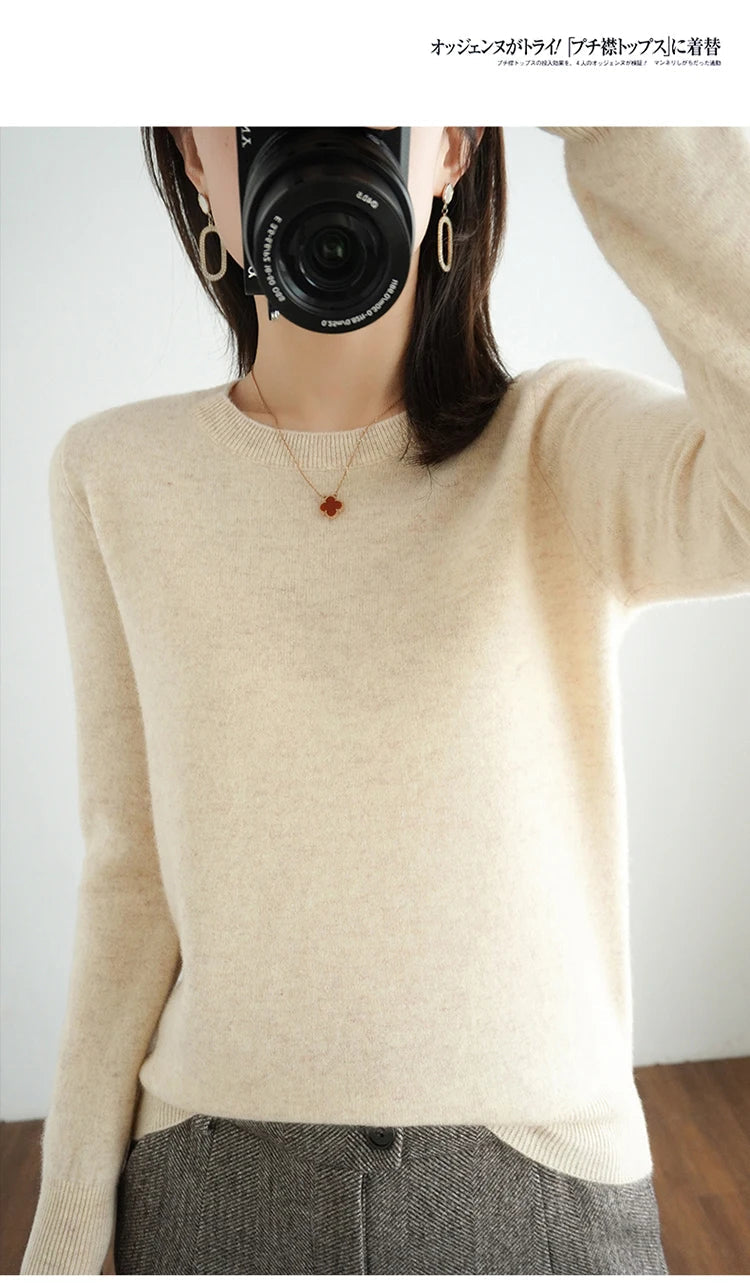 Autumn And Winter Cashmere Sweater Women's Crew Neck Pullover Casual Knitted Top Women's Short Undercoat Fashion 18 Colors SS69