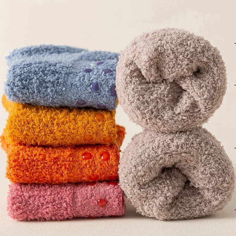 Women's Thick Plush Socks - Winter Warm Coral Fleece Sleep Slippers
