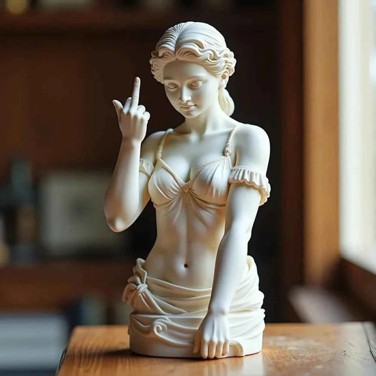 Vienna Goddess Statue With Vertical Middle Finger Resin Craftsmanship 3d Mocking Goddess Ornament For Home Decor