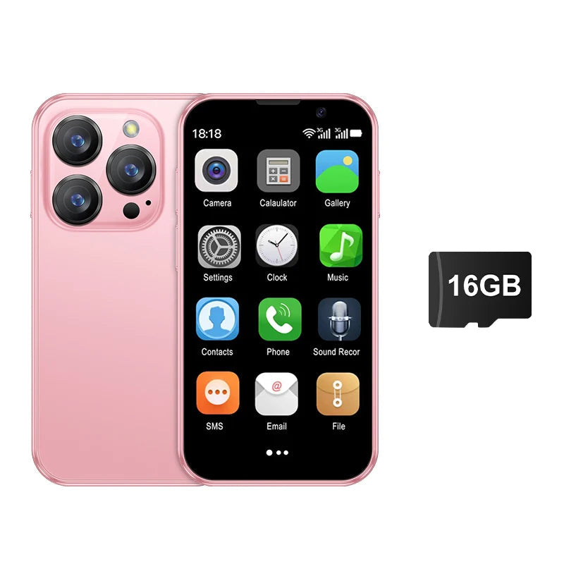 SERVO 16SE Mini Smartphone 16GB ROM Android 9.0 Wifi Dual SIM Standby Play Store 3G WCDMA 3.0"Little Smart Cellphone New Version SS69 58.69 pink N 16GB TF card / 2G / 16g