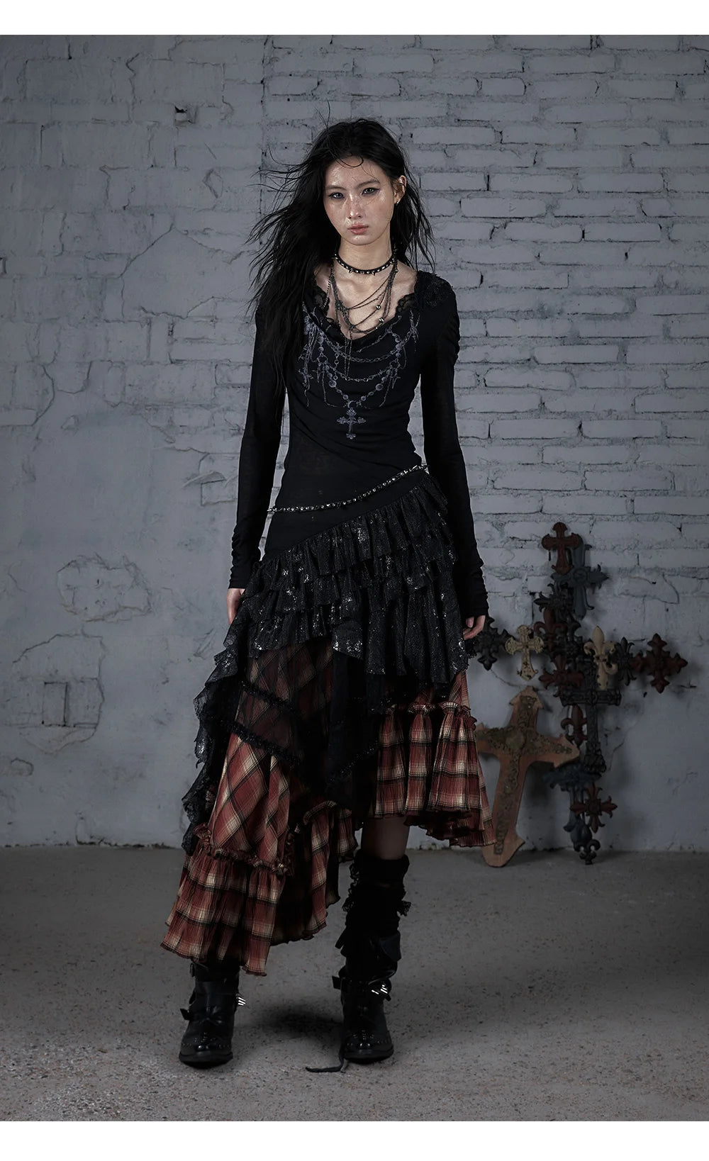 NO ROMANCE Fairy Sexy Punk Printing Half Transparent Lace Patch Knitted Long Sleeve Hooded Dresses Rock Gothic Design Vestidos SS69