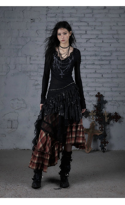 NO ROMANCE Fairy Sexy Punk Printing Half Transparent Lace Patch Knitted Long Sleeve Hooded Dresses Rock Gothic Design Vestidos SS69