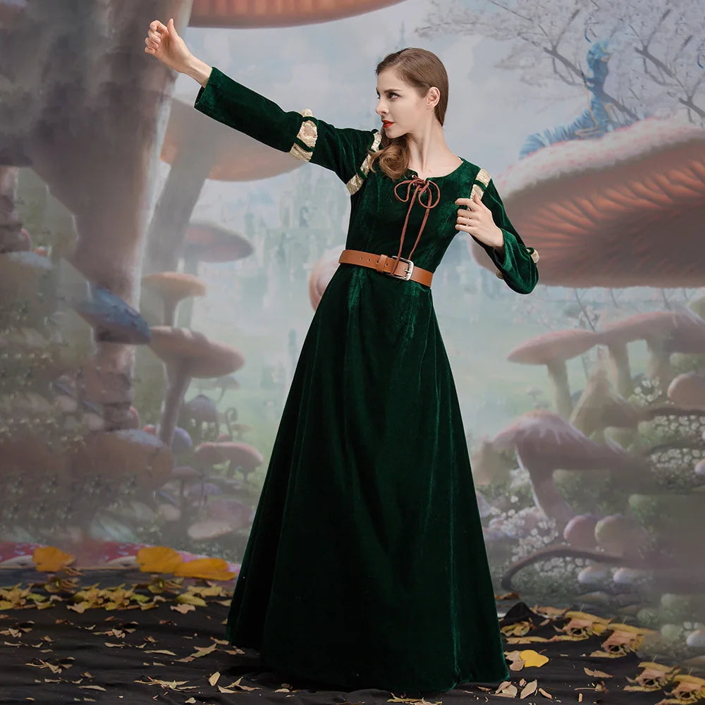 Princess Merida Brave Cosplay Court Dress Set for Women