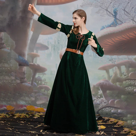 Princess Merida Brave Cosplay Costume Women's Court Dress Set