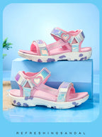 Girls' LED Sandals - Hook & Loop Closure, Anti-Slip EVA