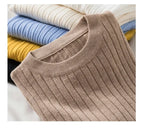 Women's O-Neck Knit Pullover Sweater - Soft Ribbed Long Sleeve
