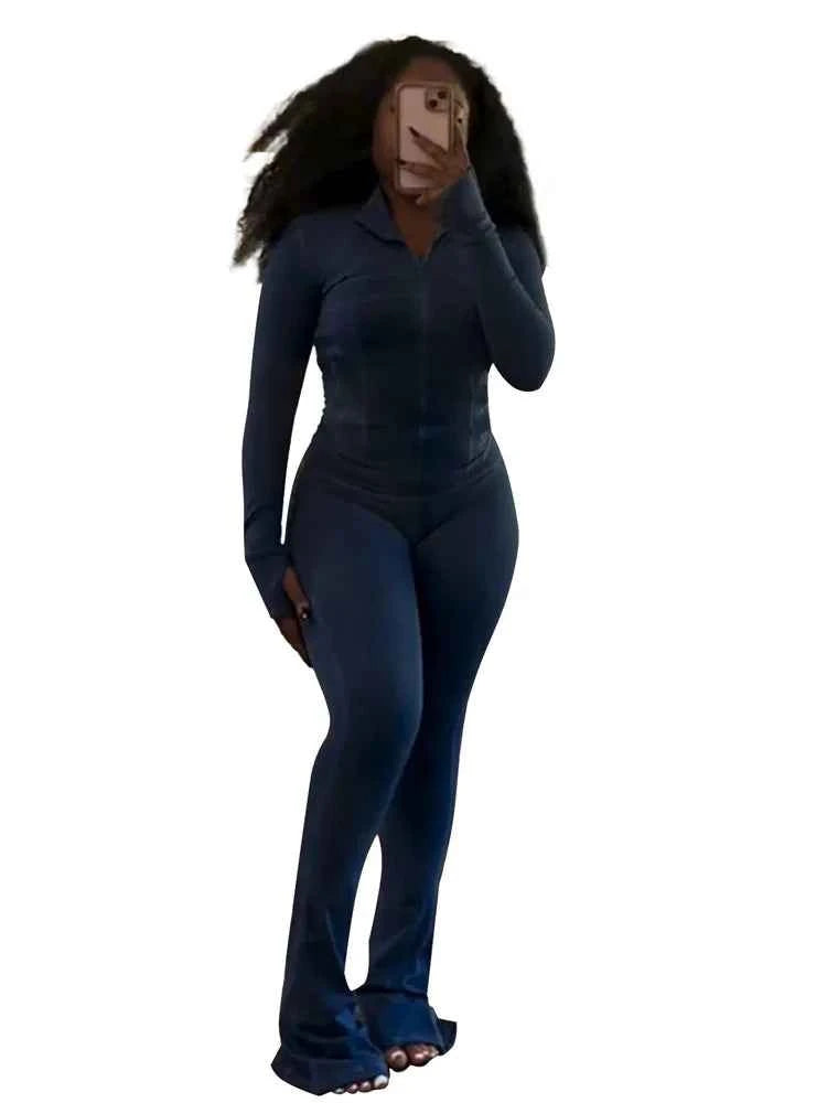 Elegant Sports Women Clothing Sales Long Sleeve Tops Flare Pants 2 Two Pieces Sets Tracksuit Streetwear Jogging Leggings Outfits