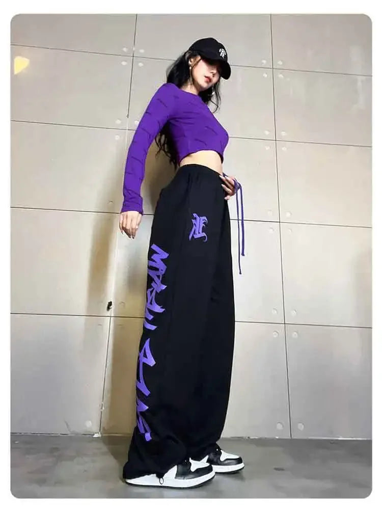 Korean Y2K Streetwear White Jogging Sweatpants Women Harajuku Sports Pants Oversized Hip Hop Letter Wide Leg Trousers - SS69