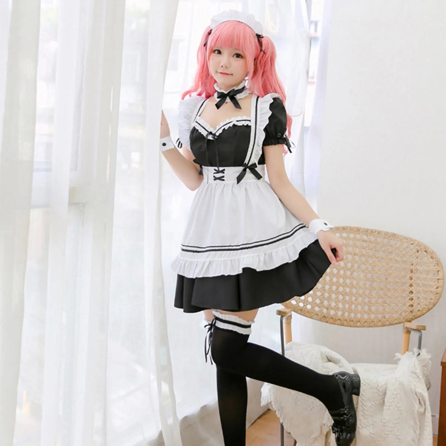 Black Pink Lolita Maid Costumes Cute Girls Women Lovely Maid Cosplay Costume Animation Show Japanese Outfit Dress Clothes S-5XL - SS69